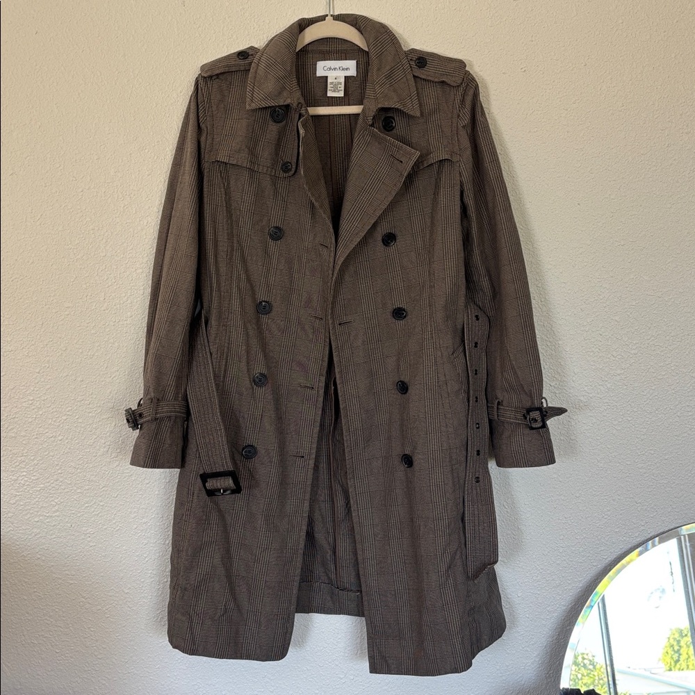 90s dogtooth Trench Coat‎ - Picture 6 of 11